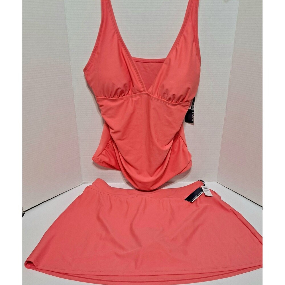 Coral Tankini & Swimskirt 2 Pc Set By Sonnet Shores Bathing Suit Swimwear Sz 12